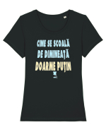 CINE SE SCOALA DE DIMINEATA...DOARME PUTIN :D Tricou mânecă scurtă guler larg fitted Damă Expresser