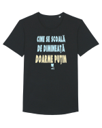 CINE SE SCOALA DE DIMINEATA...DOARME PUTIN :D Tricou mânecă scurtă guler larg Bărbat Skater
