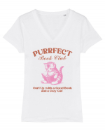 Purrfect Book Club Tricou mânecă scurtă guler V Damă Evoker