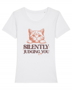 Silently Judging You Tricou mânecă scurtă guler larg fitted Damă Expresser