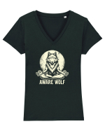 Aware wolf Tricou mânecă scurtă guler V Damă Evoker