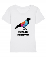 Cioara vopsita Tricou mânecă scurtă guler larg fitted Damă Expresser