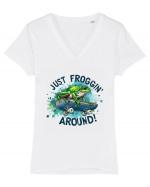 Just Froggin' Around! Tricou mânecă scurtă guler V Damă Evoker