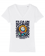 Motivational - Fii ca un Soare straluceste mereu Tricou mânecă scurtă guler V Damă Evoker