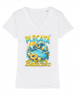 Plecata sa ma balacesc - un tricou de vara, de plaja, de piscina Tricou mânecă scurtă guler V Damă Evoker