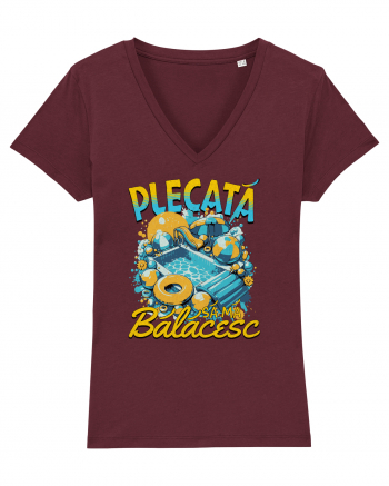 Plecata sa ma balacesc - un tricou de vara, de plaja, de piscina Burgundy