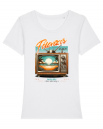 Televizor caut mileu fara obligatii - Un design de luat in concediu Tricou mânecă scurtă guler larg fitted Damă Expresser