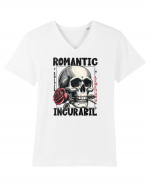 Romantic incurabil - Schelet craniu cu trandafir in gura Tricou mânecă scurtă guler V Bărbat Presenter