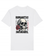 Romantic incurabil - Schelet craniu cu trandafir in gura Tricou mânecă scurtă Unisex Rocker