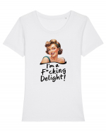 pentru femei cu atitudine - I am a delight Tricou mânecă scurtă guler larg fitted Damă Expresser