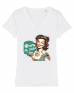 pentru femei cu atitudine - Morning my bitches Tricou mânecă scurtă guler V Damă Evoker