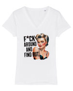 pentru femei cu atitudine - Toy around and find out Tricou mânecă scurtă guler V Damă Evoker