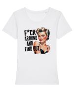 pentru femei cu atitudine - Toy around and find out Tricou mânecă scurtă guler larg fitted Damă Expresser
