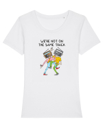 We're not on the same track Tricou mânecă scurtă guler larg fitted Damă Expresser
