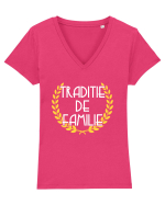 Traditie de Familie Tricou mânecă scurtă guler V Damă Evoker