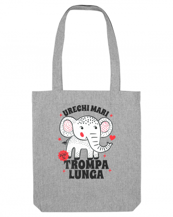 Tricou cu elefant - urechi mari, trompa lunga Heather Grey