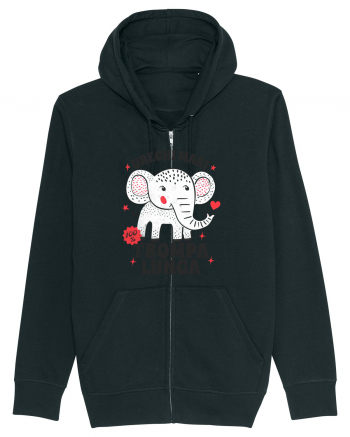 Tricou cu elefant - urechi mari, trompa lunga Black