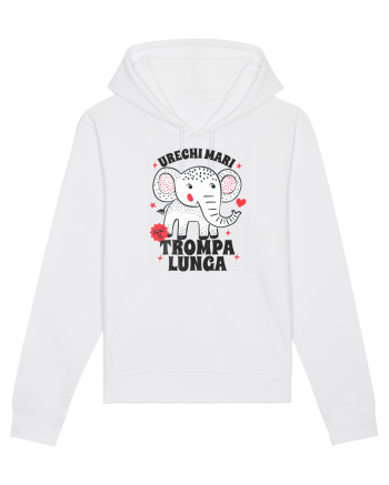 Tricou cu elefant - urechi mari, trompa lunga White