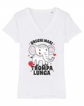 Tricou cu elefant - urechi mari, trompa lunga White