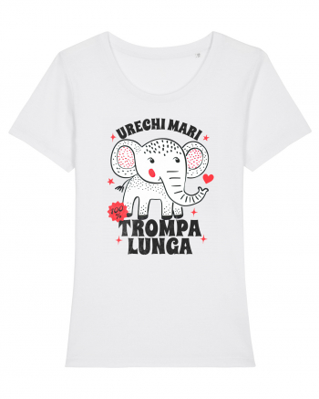 Tricou cu elefant - urechi mari, trompa lunga White