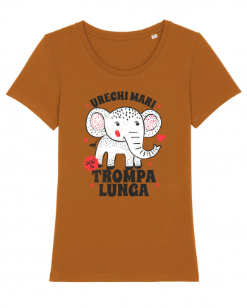 Tricou cu elefant - urechi mari, trompa lunga Roasted Orange