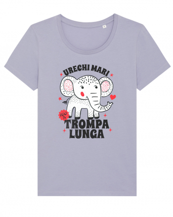 Tricou cu elefant - urechi mari, trompa lunga Lavender