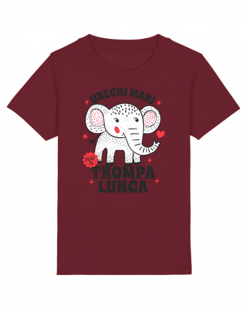 Tricou cu elefant - urechi mari, trompa lunga Burgundy