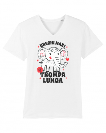 Tricou cu elefant - urechi mari, trompa lunga White