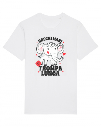 Tricou cu elefant - urechi mari, trompa lunga White