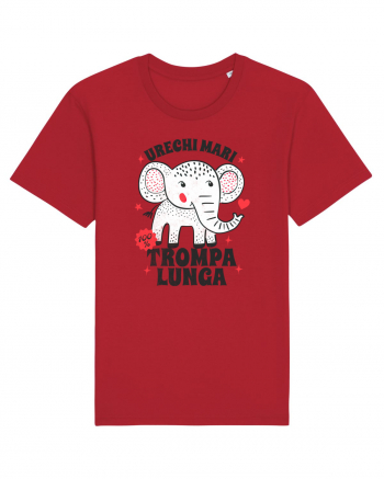 Tricou cu elefant - urechi mari, trompa lunga Red