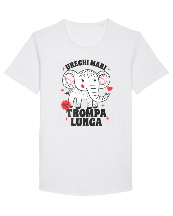 Tricou cu elefant - urechi mari, trompa lunga White