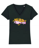 Teleleu, e timpul meu - design de vara, de concediu, relaxare Tricou mânecă scurtă guler V Damă Evoker