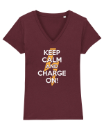Keep calm and Charge on Tricou mânecă scurtă guler V Damă Evoker