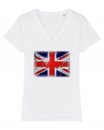 UK flag Tricou mânecă scurtă guler V Damă Evoker