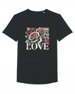 Love roses Tricou mânecă scurtă guler larg Bărbat Skater