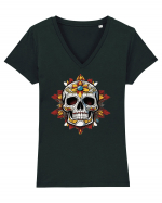 Mandala Skull Tricou mânecă scurtă guler V Damă Evoker
