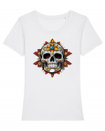 Mandala Skull Tricou mânecă scurtă guler larg fitted Damă Expresser