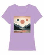 Natura munti soare si mare Tricou mânecă scurtă guler larg fitted Damă Expresser