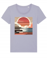 Sunset - soare dupa nori pufosi Tricou mânecă scurtă guler larg fitted Damă Expresser