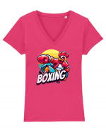 Cocosul Boxer - Pentru iubitorii sportului de contact, boxul Tricou mânecă scurtă guler V Damă Evoker