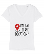 Imi dai share location Tricou mânecă scurtă guler V Damă Evoker