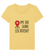 Imi dai share location Tricou mânecă scurtă guler larg fitted Damă Expresser