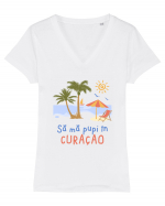 Sa ma pupi in Curacao Tricou mânecă scurtă guler V Damă Evoker