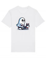 Halloween Fantoma la plimbare cu catelul Tricou mânecă scurtă Unisex Rocker