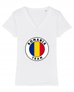 Romania Team Tricou mânecă scurtă guler V Damă Evoker