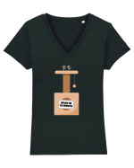 Cand pisica nu-i acasa Tricou mânecă scurtă guler V Damă Evoker