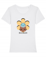 Floare Care Citește  Tricou mânecă scurtă guler larg fitted Damă Expresser