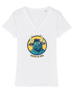 GHICESTE-MI ZODIA - TAUR / TAURUS Tricou mânecă scurtă guler V Damă Evoker