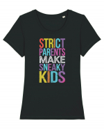 Strict Parents Make Sneaky Kids purple Tricou mânecă scurtă guler larg fitted Damă Expresser