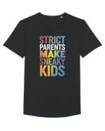 Strict Parents Make Sneaky Kids distresed Tricou mânecă scurtă guler larg Bărbat Skater